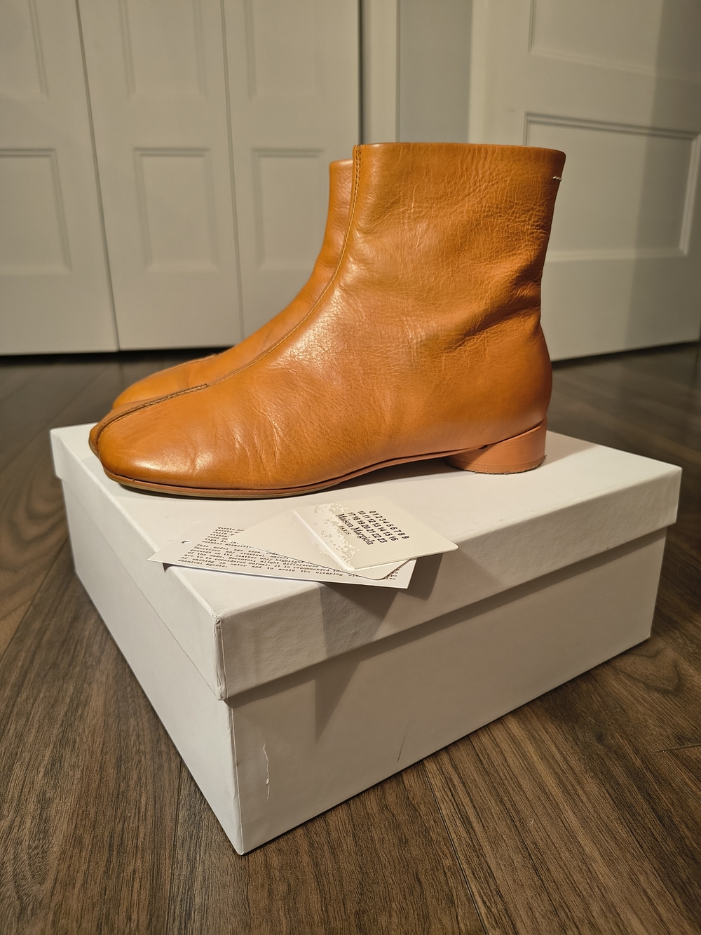 MM6 Maison Margiela Pinched Seam Leather Ankle Boots Adobe Brown 42.5 New
